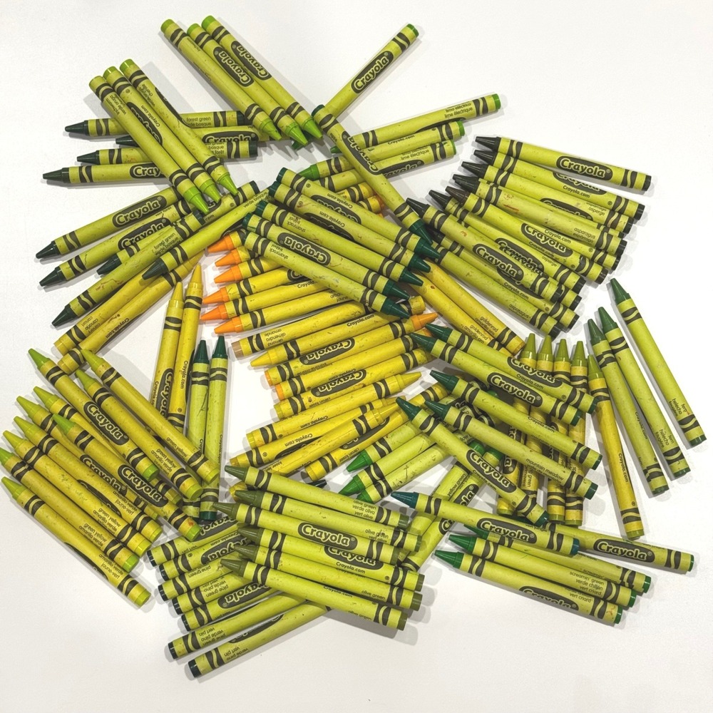 Bulk Crayola Crayon Lot Green Yellow Asparagus Pine Almond Laser Inchworm Olive